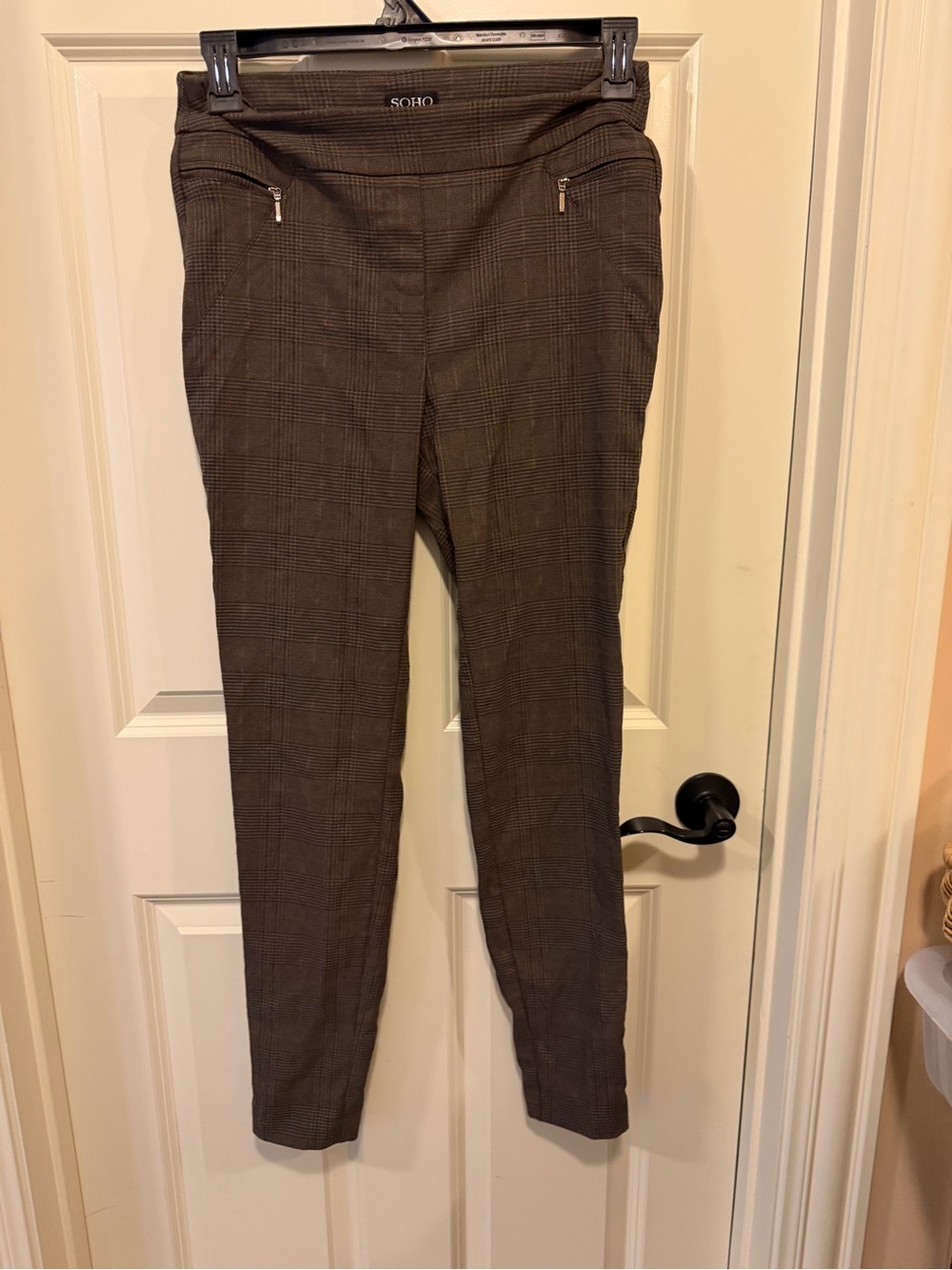 Soho Brown Plaid Slim Stretch Pants